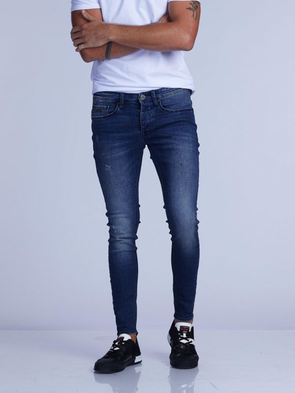 ג’ינס סופר סקיני כחול משופשף