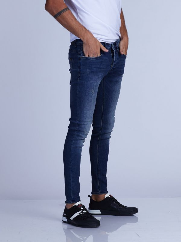 ג’ינס סופר סקיני כחול משופשף