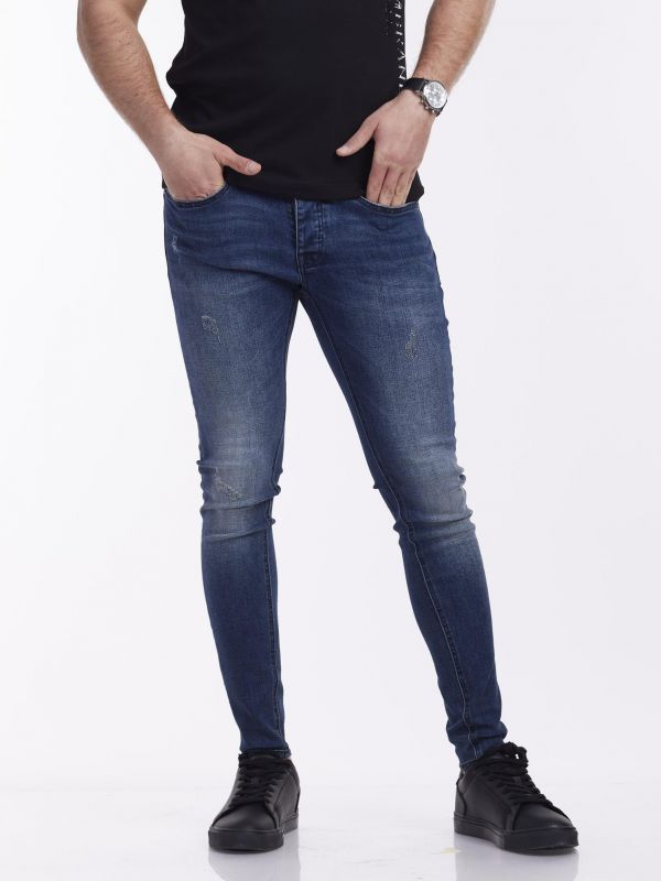 ג’ינס סופר סקיני כחול משופשף