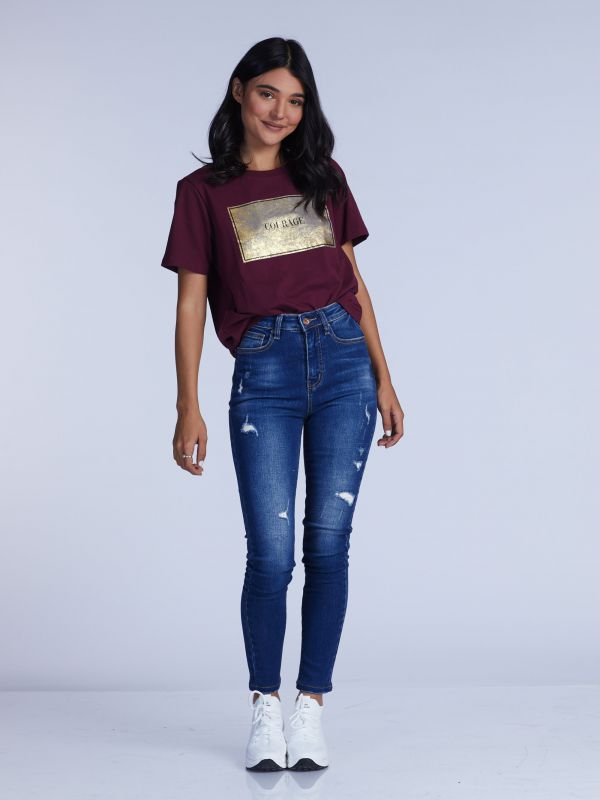 מכנסי ג’ינס LOLA כחול עם קרעים לנשים