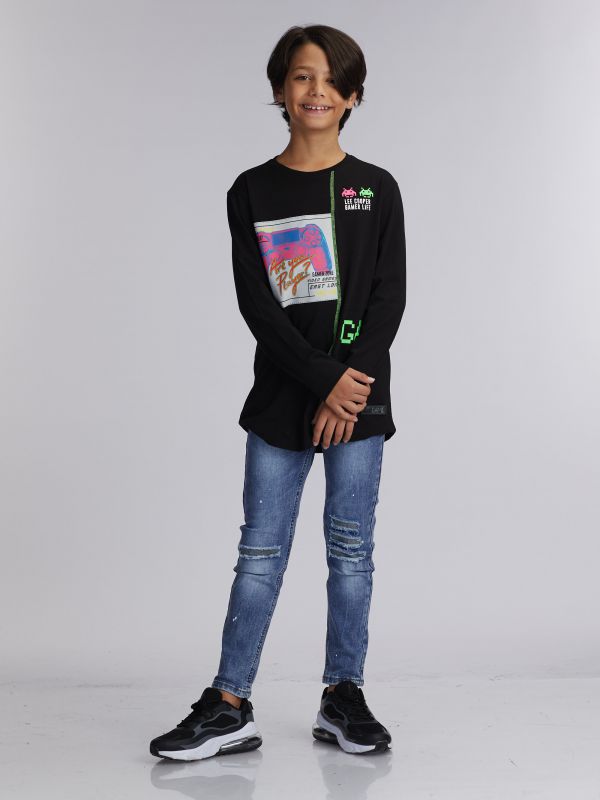 ג’ינס שטוף שרשרת כיס