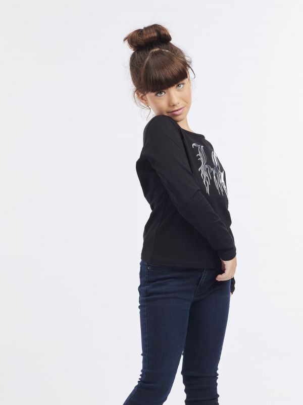 טי שירט מלייקרה עם הדפס LC