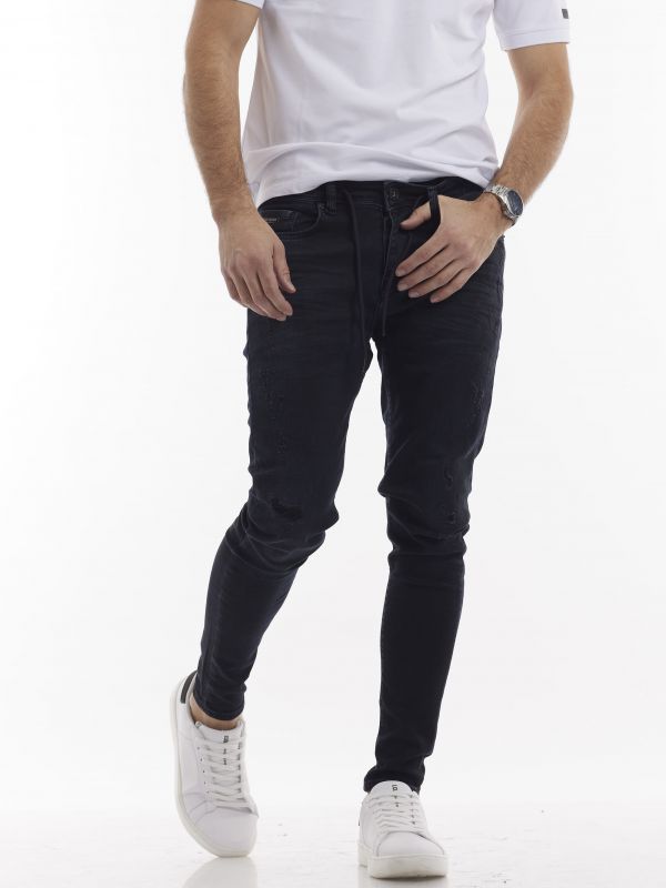 ג’ינס ג’וג כחול כהה עם שרוכים