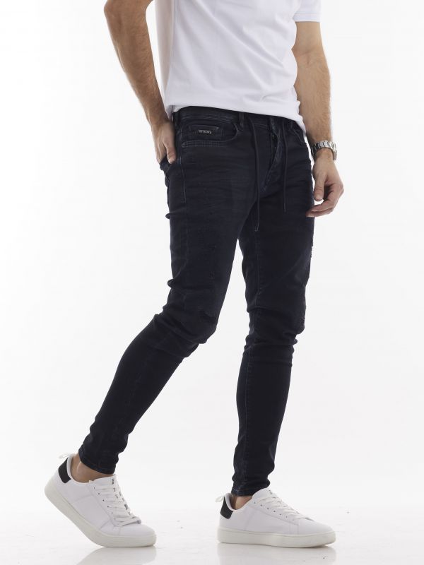 ג’ינס ג’וג כחול כהה עם שרוכים