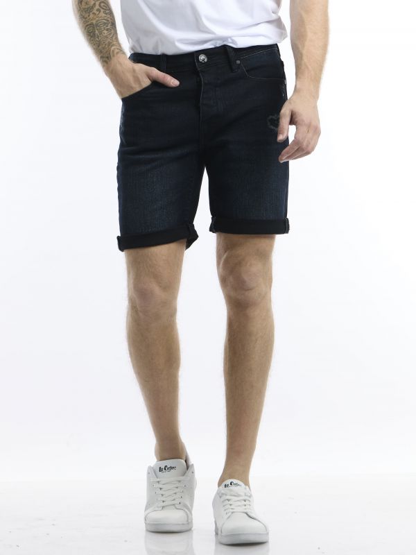 ג’ינס קצר סלים כחול שחור