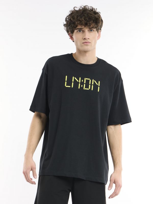 טי שירט קצרה עם הדפס נאון LN:DN