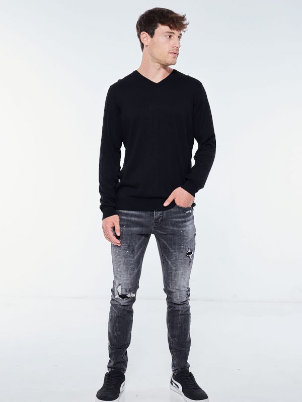 ג’ינס SLIM MARTIN שחור DAMAGE