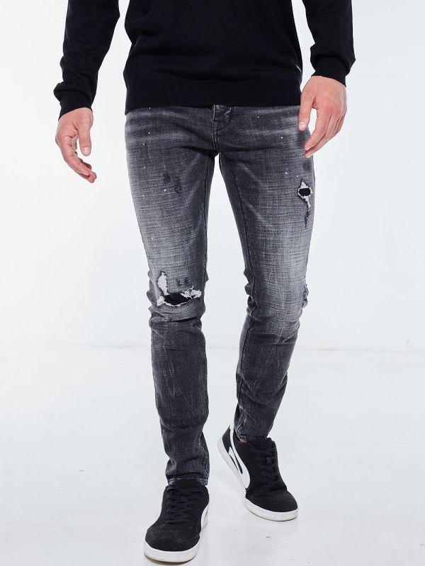 ג’ינס SLIM MARTIN שחור DAMAGE