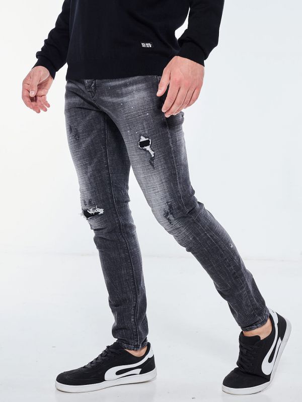 ג’ינס SLIM MARTIN שחור DAMAGE