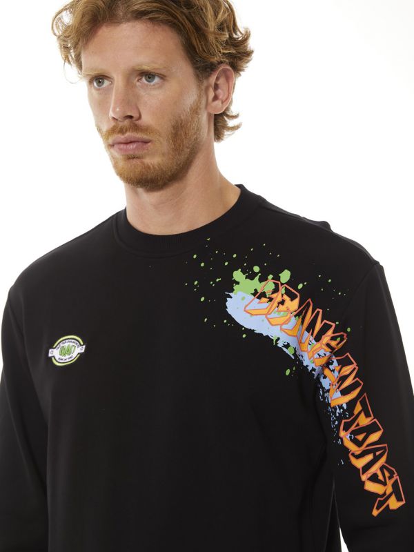 סווטשירט לגברים עם הדפס דו צדדי צבעוני