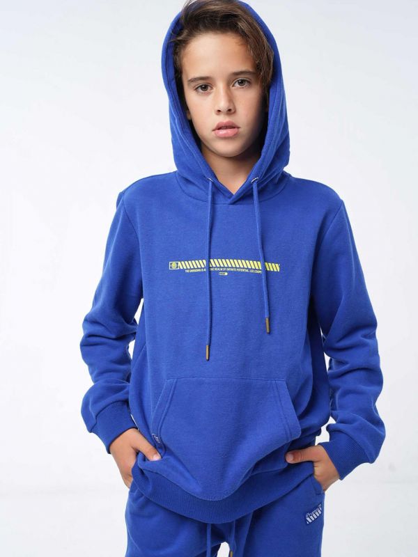 סווטשירט עם הדפס וקפוצ’ון