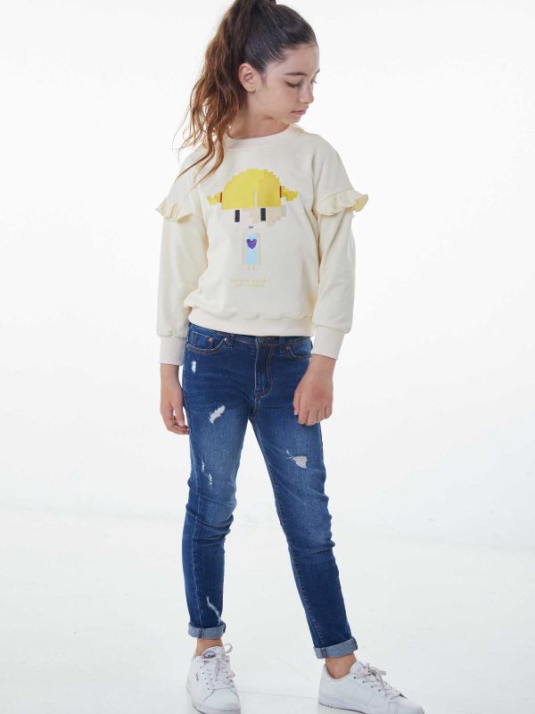 טי שירט ארוכה עם הדפס