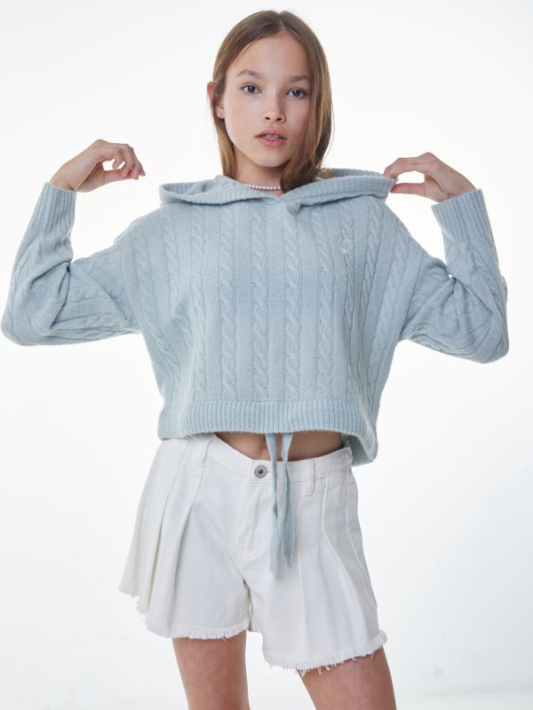 סריג מלנג’ עם קפוצ’ון ושרוכים