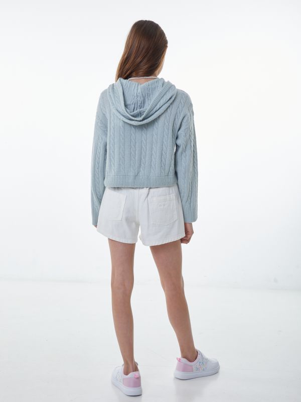 סריג מלנג’ עם קפוצ’ון ושרוכים