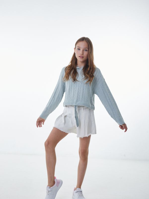 סריג מלנג’ עם קפוצ’ון ושרוכים