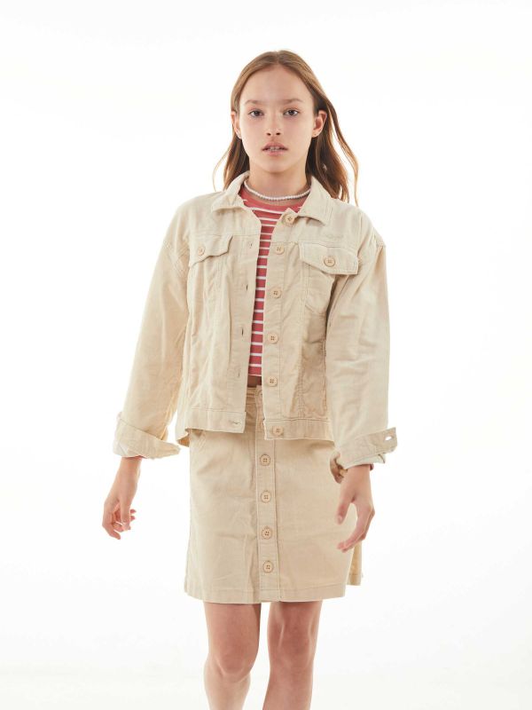 חצאית קורדרוי עם כפתורים