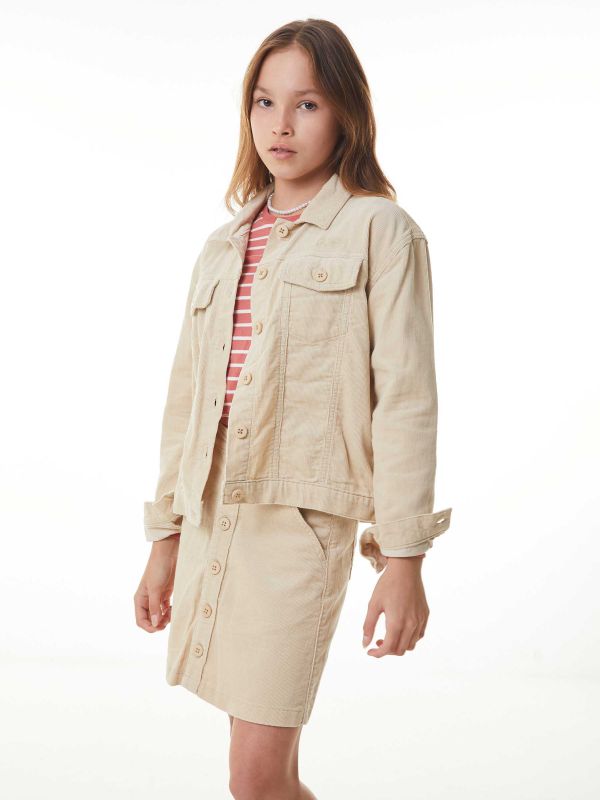 חצאית קורדרוי עם כפתורים