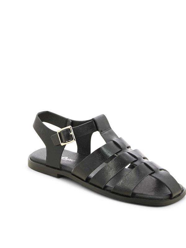 סנדלי נשים שטוחות עם אבזם