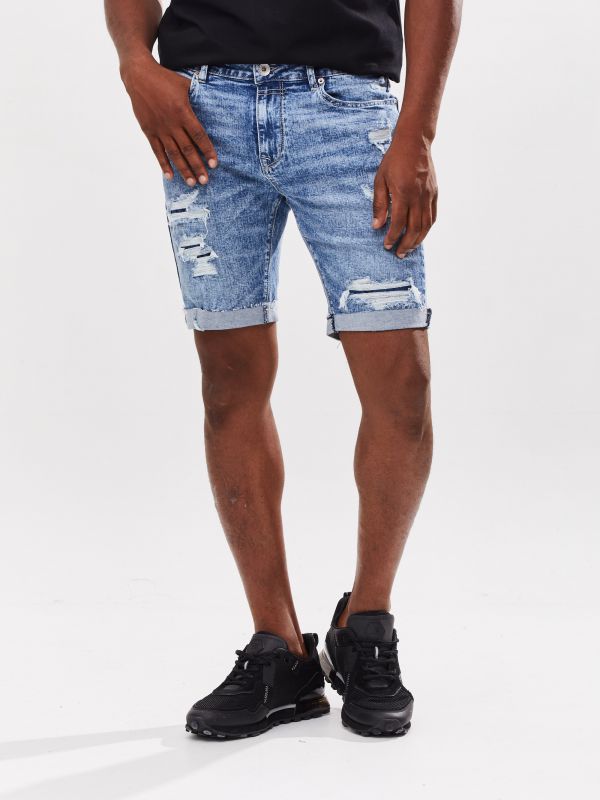 מכנסי ברמודה ג’ינס שחורים לגברים