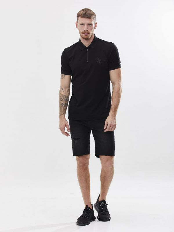 מכנסי ברמודה ג’ינס כחול עם קרעים לגברים