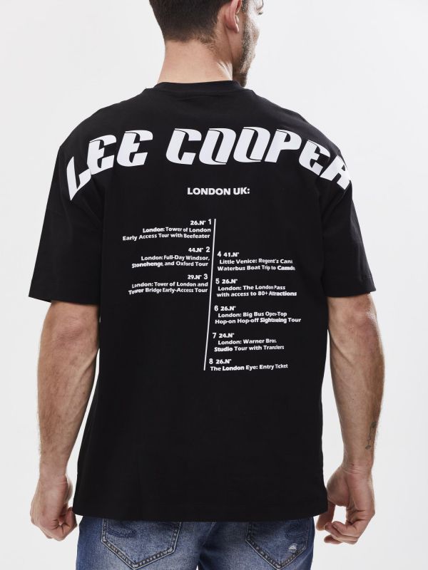 טי שירט אוברסייז עם הדפס דו צדדי לגבר