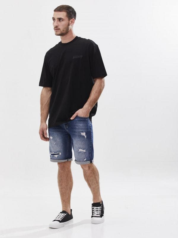 טי שירט אוברסייז עם הדפס דו צדדי לגבר