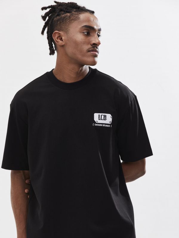 טי שירט עם הדפס דו צדדי לגבר