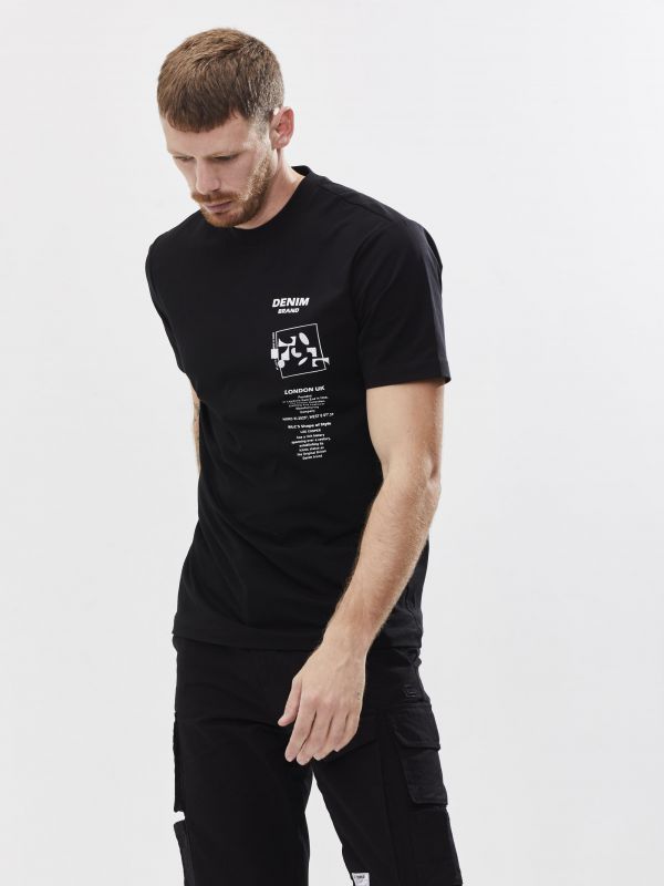 טי שירט עם הדפס דו צדדי לגבר