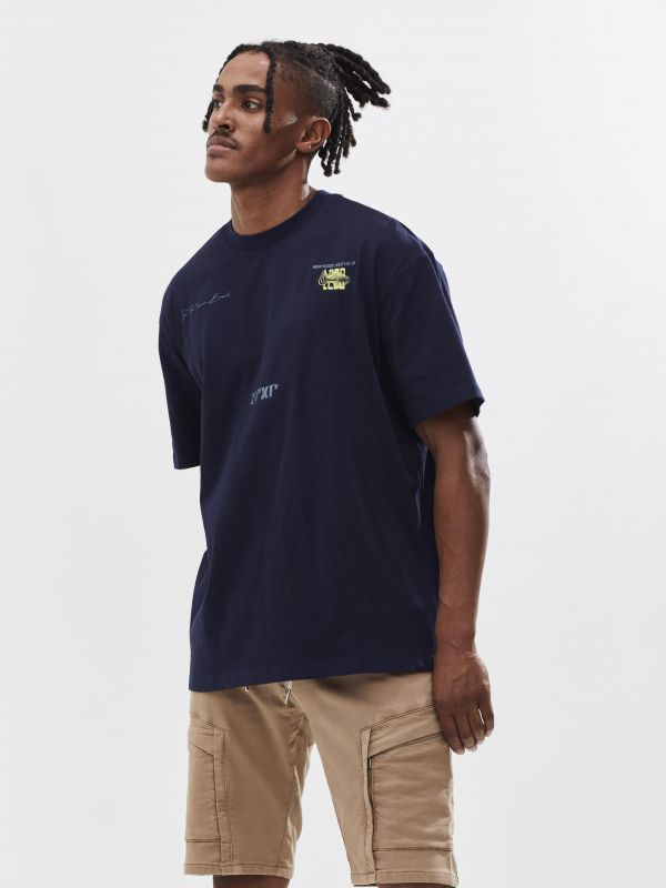 טי שירט אוברסייז עם הדפס דו צדדי לגבר