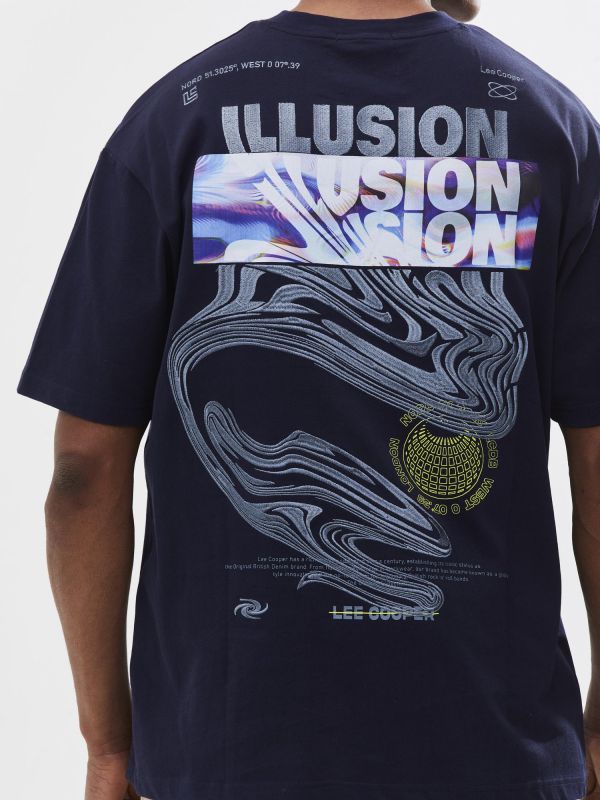 טי שירט אוברסייז עם הדפס דו צדדי לגבר