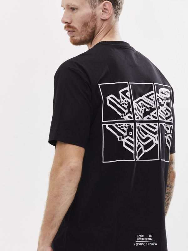 טי שירט אוברסייז עם הדפס דו צדדי לגבר