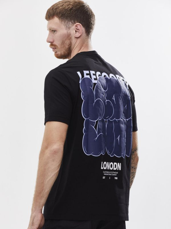 טי שירט עם הדפס דו צדדי לגבר