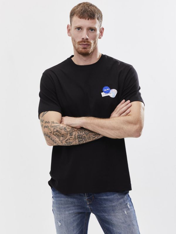 טי שירט עם הדפס דו צדדי לגבר