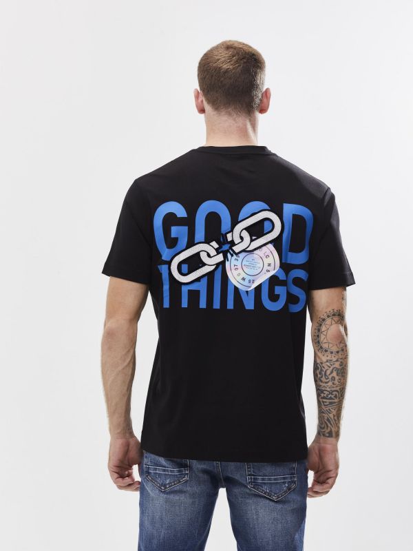 טי שירט עם הדפס דו צדדי לגבר