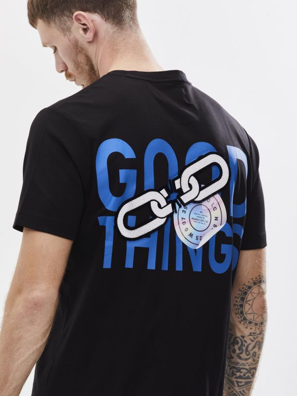 טי שירט עם הדפס דו צדדי לגבר