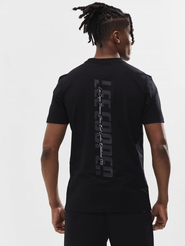 טי שירט עם הדפס אחורי ורקמה לגבר