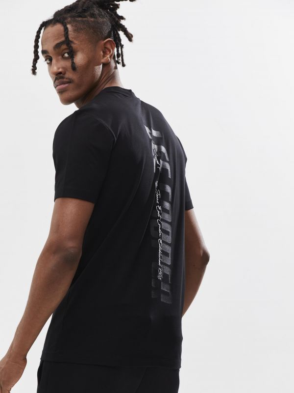 טי שירט עם הדפס אחורי ורקמה לגבר