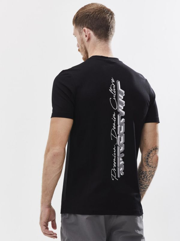 טי שירט עם הדפס אחורי ורקמה לגבר