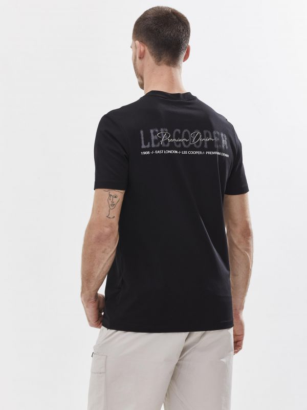 טי שירט עם עיטור והדפס אחורי לגבר