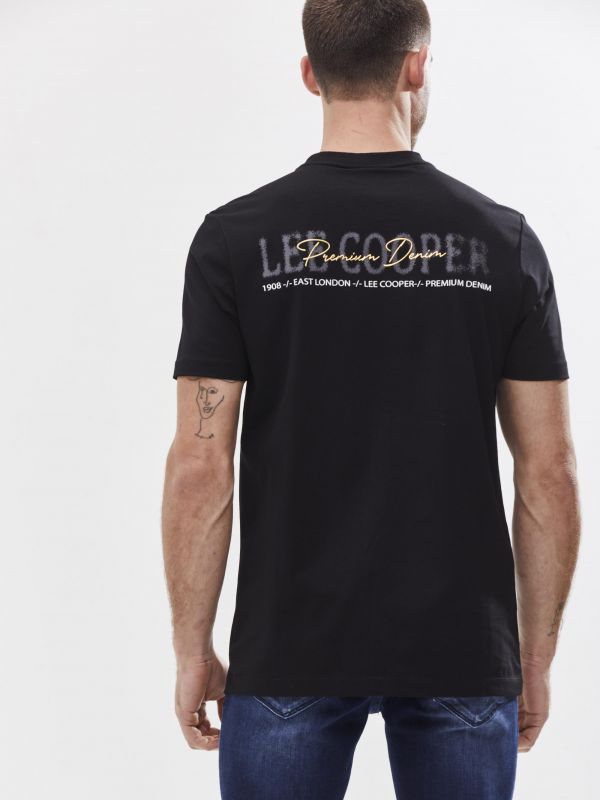 טי שירט עם עיטור והדפס אחורי לגבר