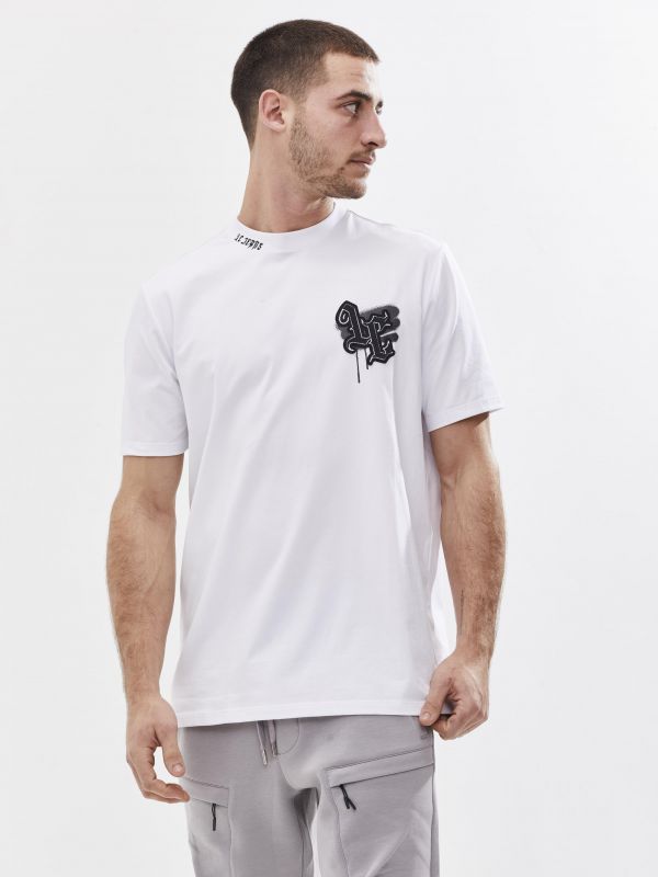 טי שירט עם הדפס דו צדדי לגבר