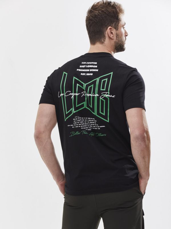 טי שירט עם הדפס דו צדדי ורקמה לגבר