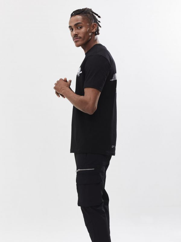 טי שירט עם הדפס דו צדדי לגבר