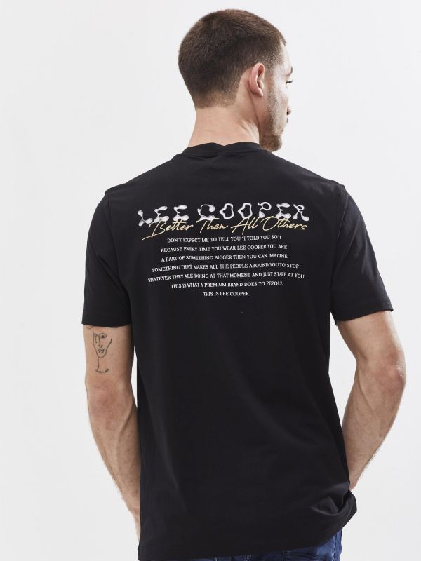 טי שירט עם עיטור והדפס אחורי לגבר