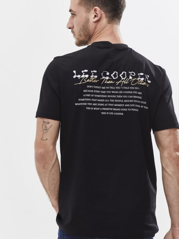 טי שירט עם עיטור והדפס אחורי לגבר