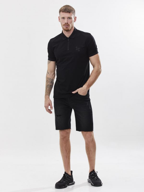 חולצת פולו עם רוכסן ועיטור בחזה לגבר