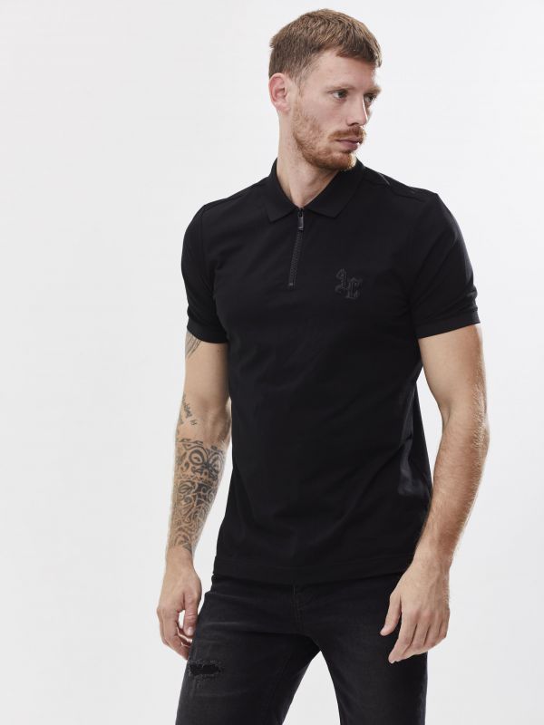 חולצת פולו עם רוכסן ועיטור בחזה לגבר