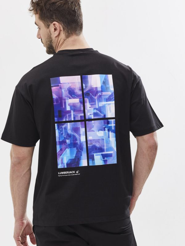 טי שירט עם הדפס בגב לגברים