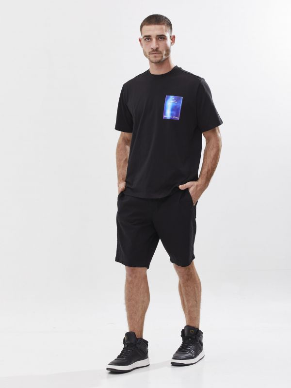 טי שירט עם הדפס דו צדדי לגברים