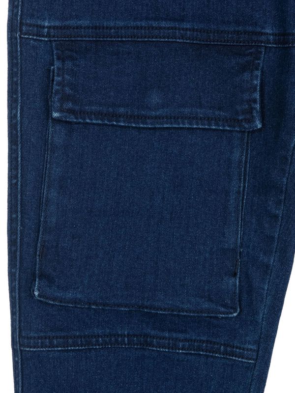 מכנסי ג’ינס בצבע כחול כהה לילדים מבד נוח עם קשירת שרוך